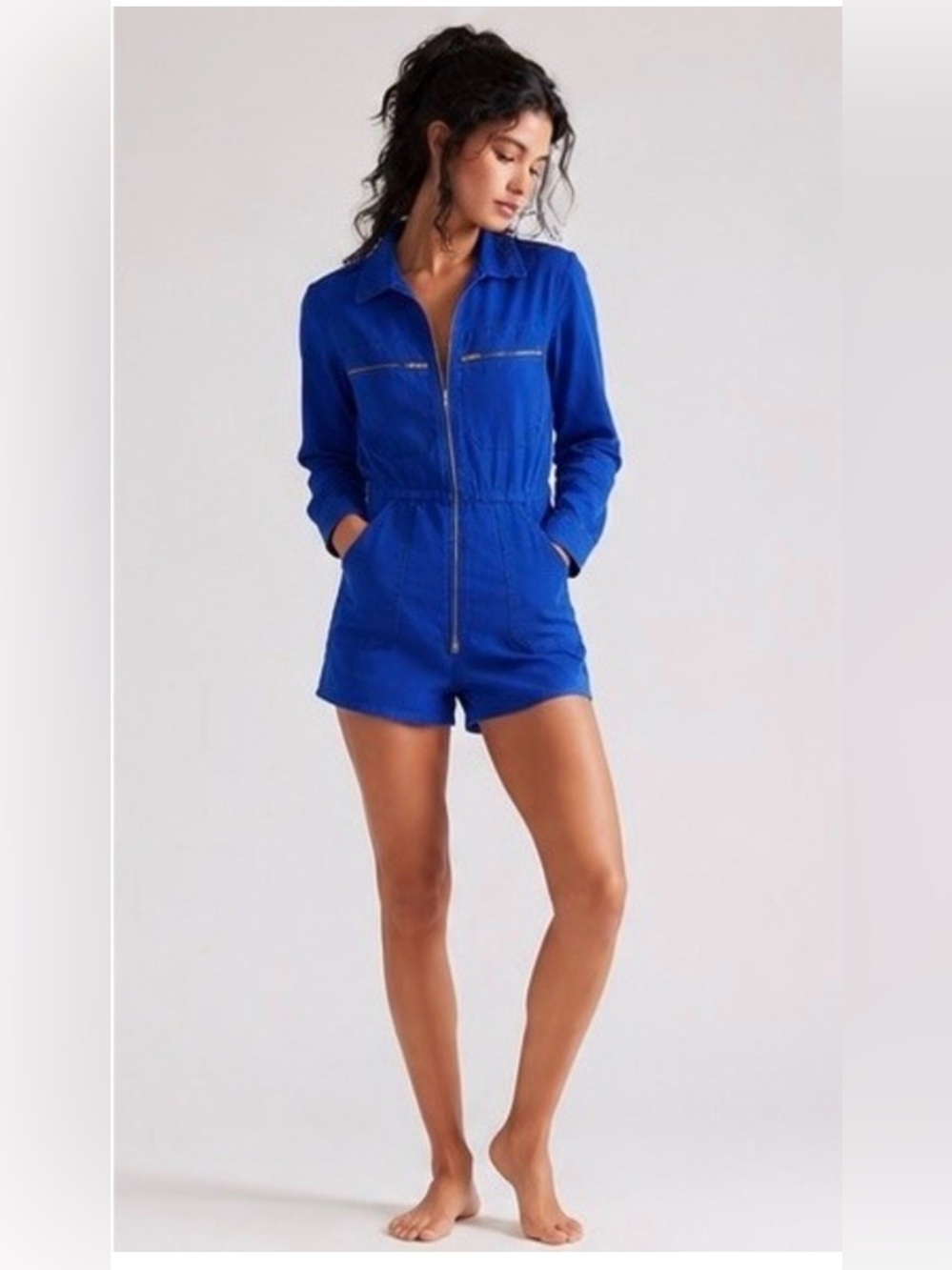 Tricia Fix Royal Blue Long-Sleeve Zip Front Romper